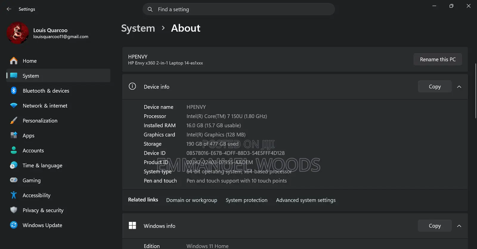 Laptop HP Envy 14 16GB Intel Core i7 SSD 512GB