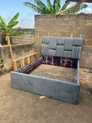 Fabric Gray Double Bed Frame