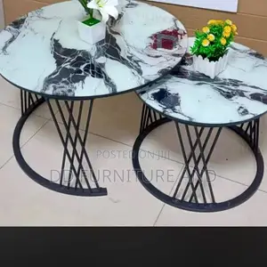 2 in 1 Marble Center Table /White and Green Pattern