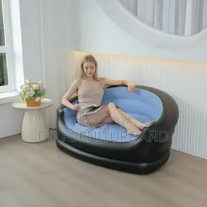 Two Seater Blue and Black Inflatable Sofa