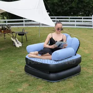 Gray and Black Inflatable Lounge Chair and Sofa Bed