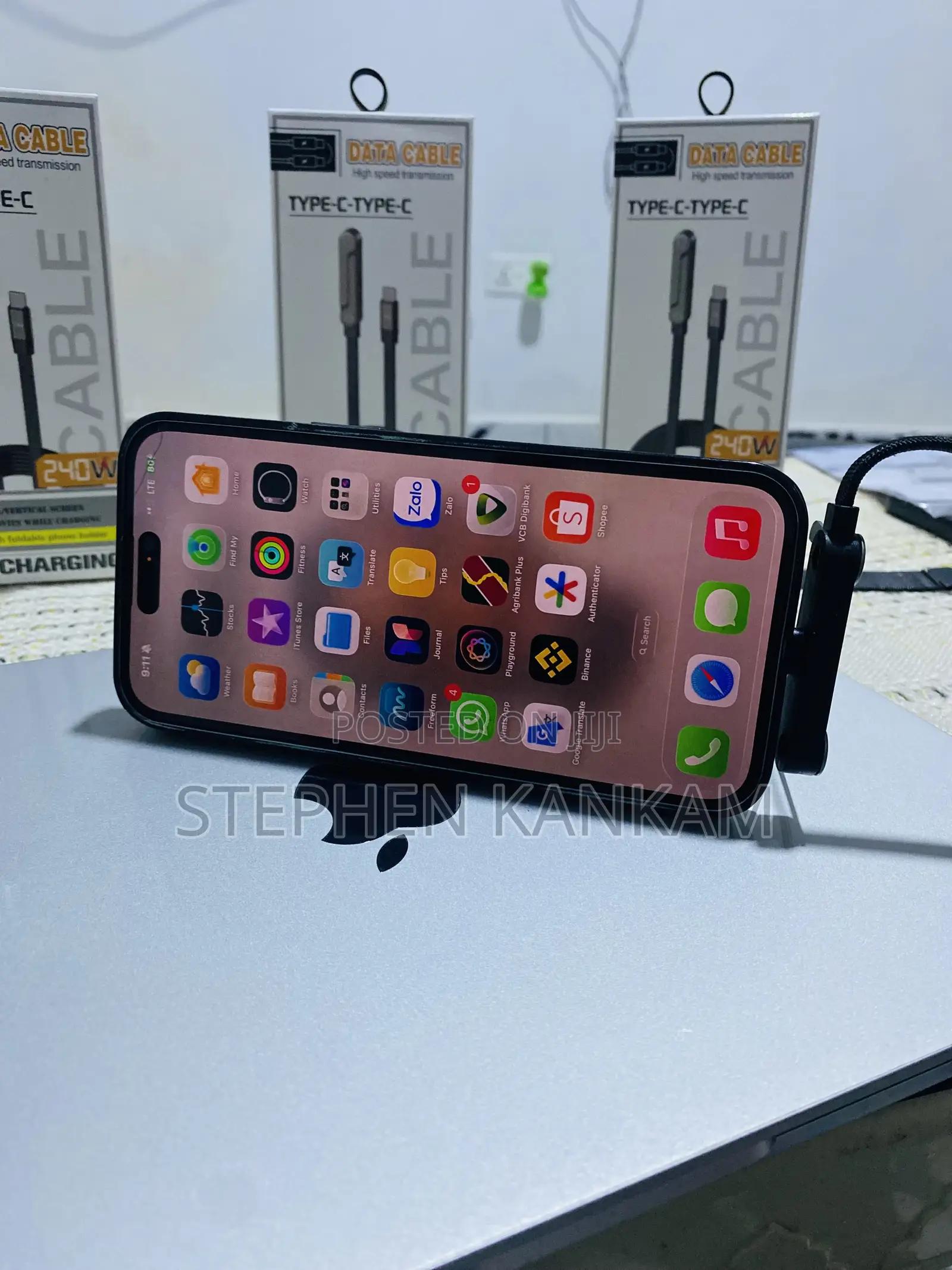 240W USB-C Fast Charging Cable With Foldable Phone Stand
