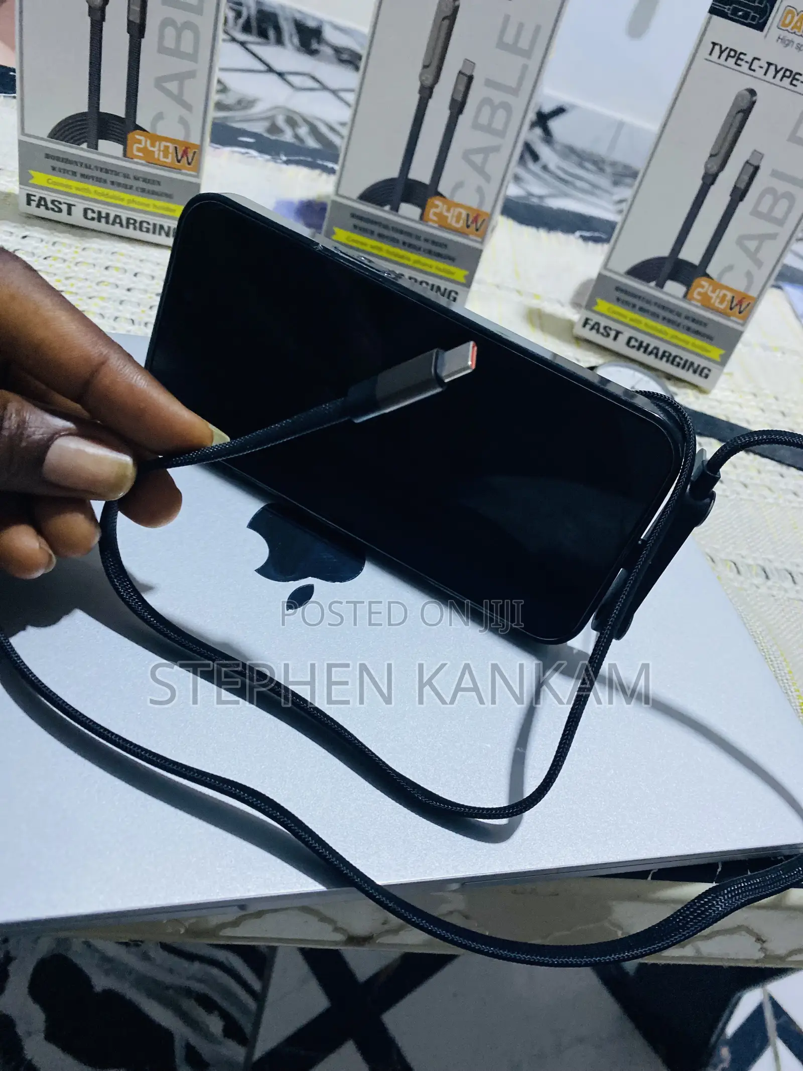 240W USB-C Fast Charging Cable With Foldable Phone Stand