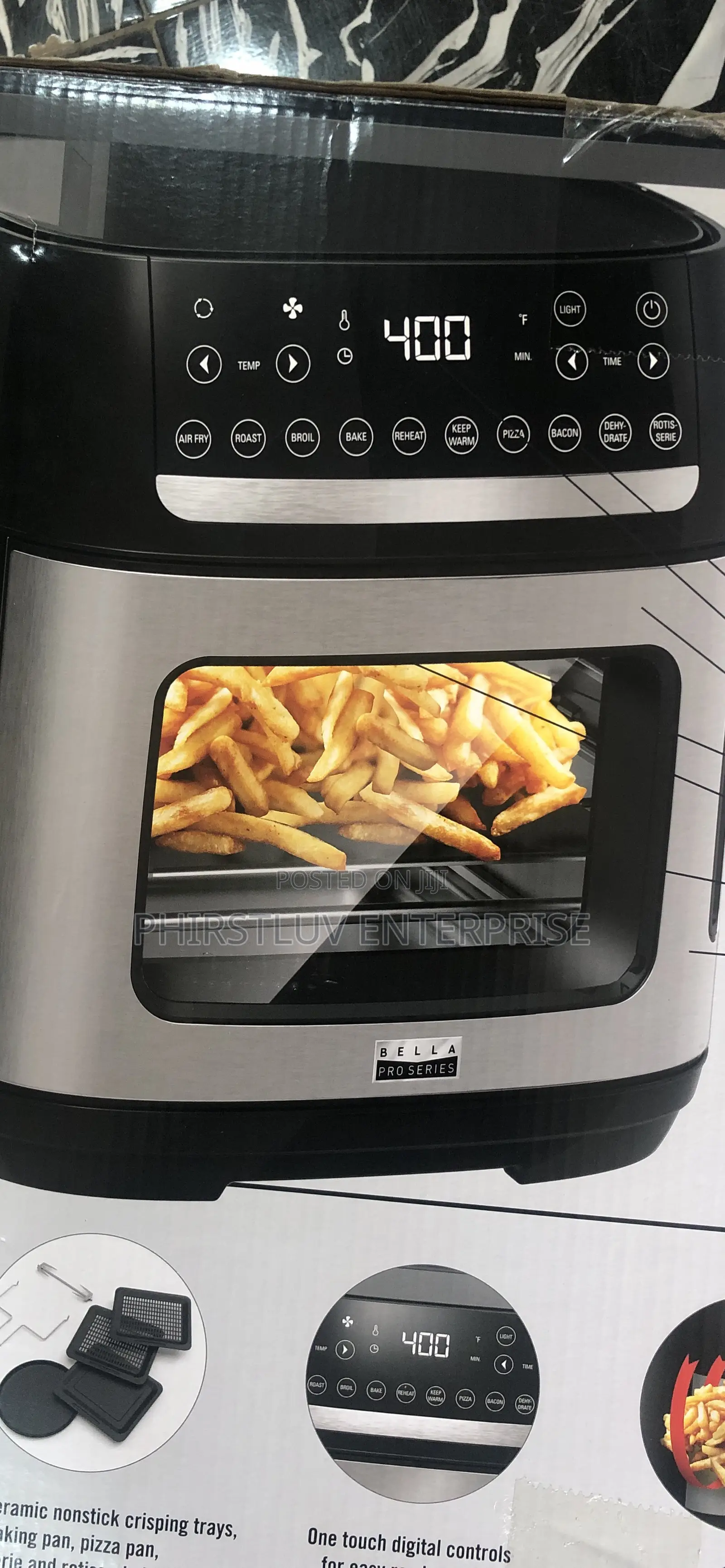 Brand New Bella Touchscreen Air Fryer Pizza Oven With Rotisserie