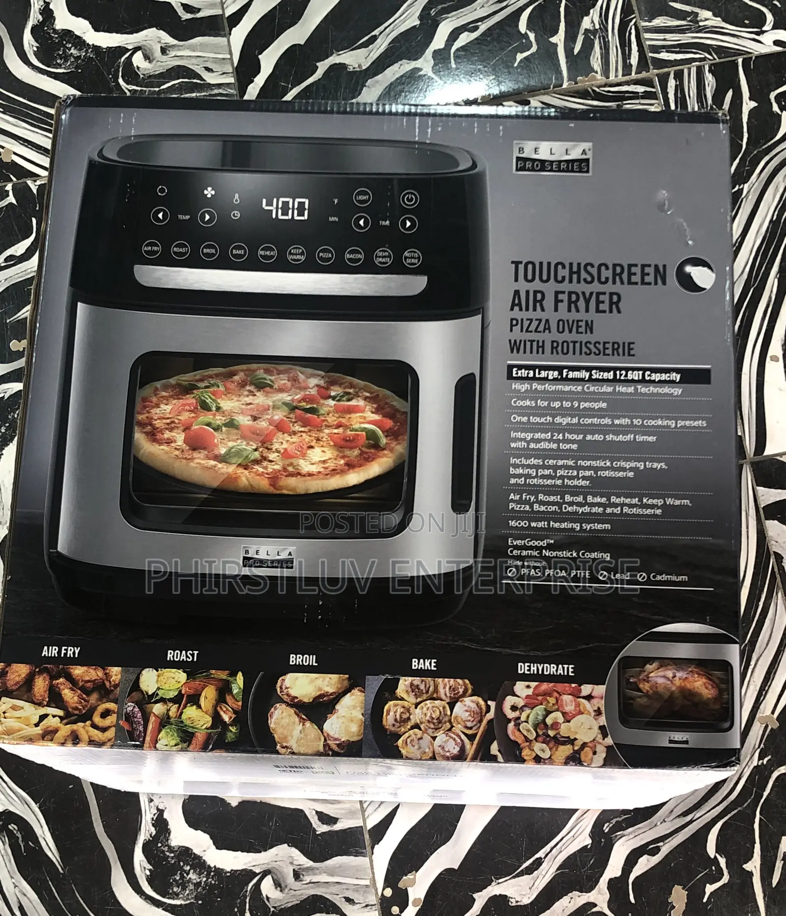 Brand New Bella Touchscreen Air Fryer Pizza Oven With Rotisserie