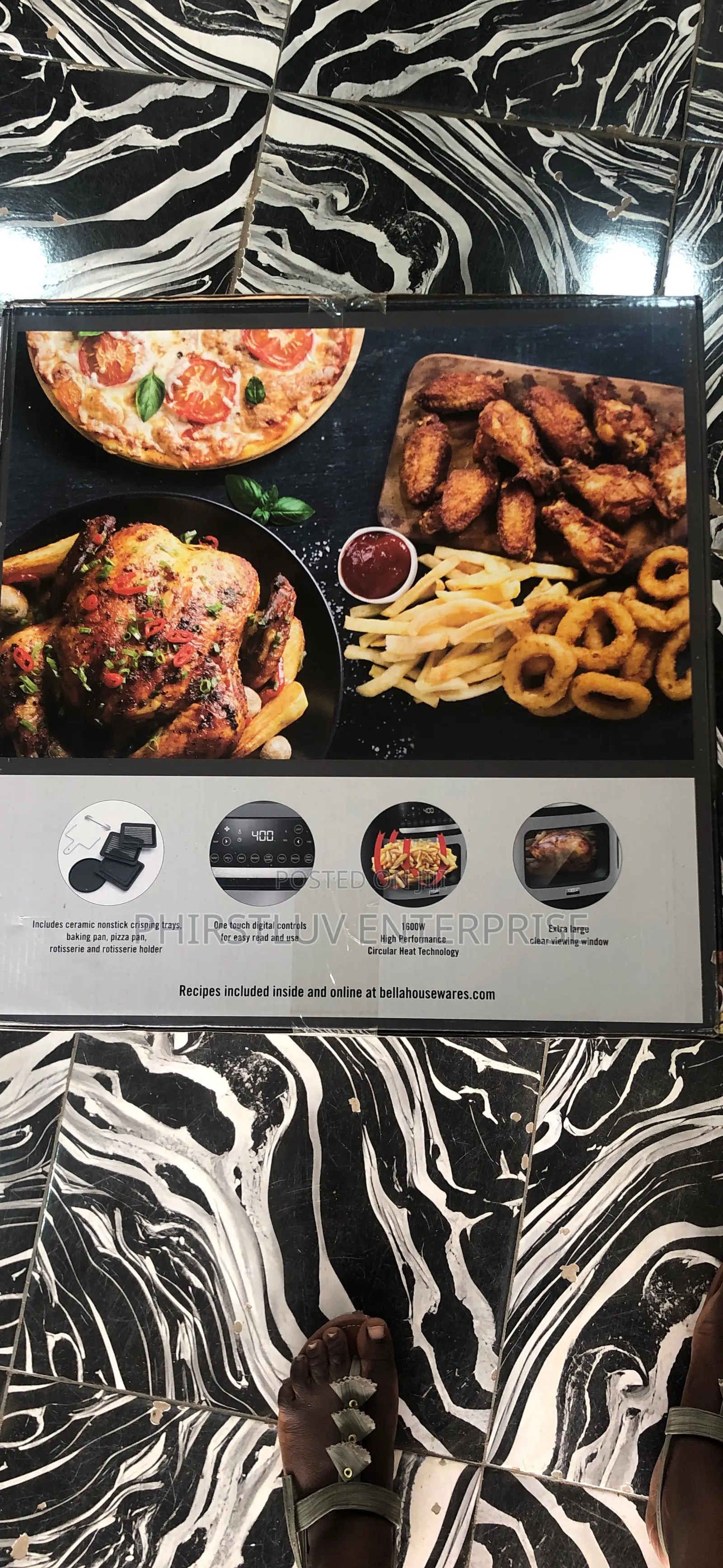 Brand New Bella Touchscreen Air Fryer Pizza Oven With Rotisserie