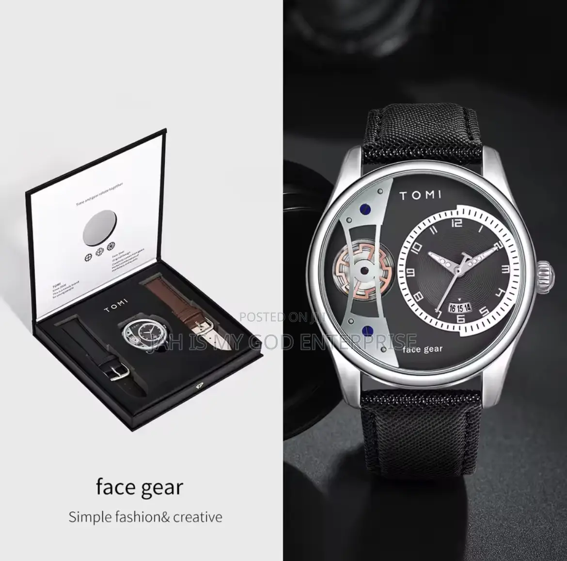 Tomi Luxury Men Double Leather Strap Watch