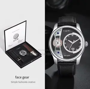Tomi Luxury Men Double Leather Strap Watch