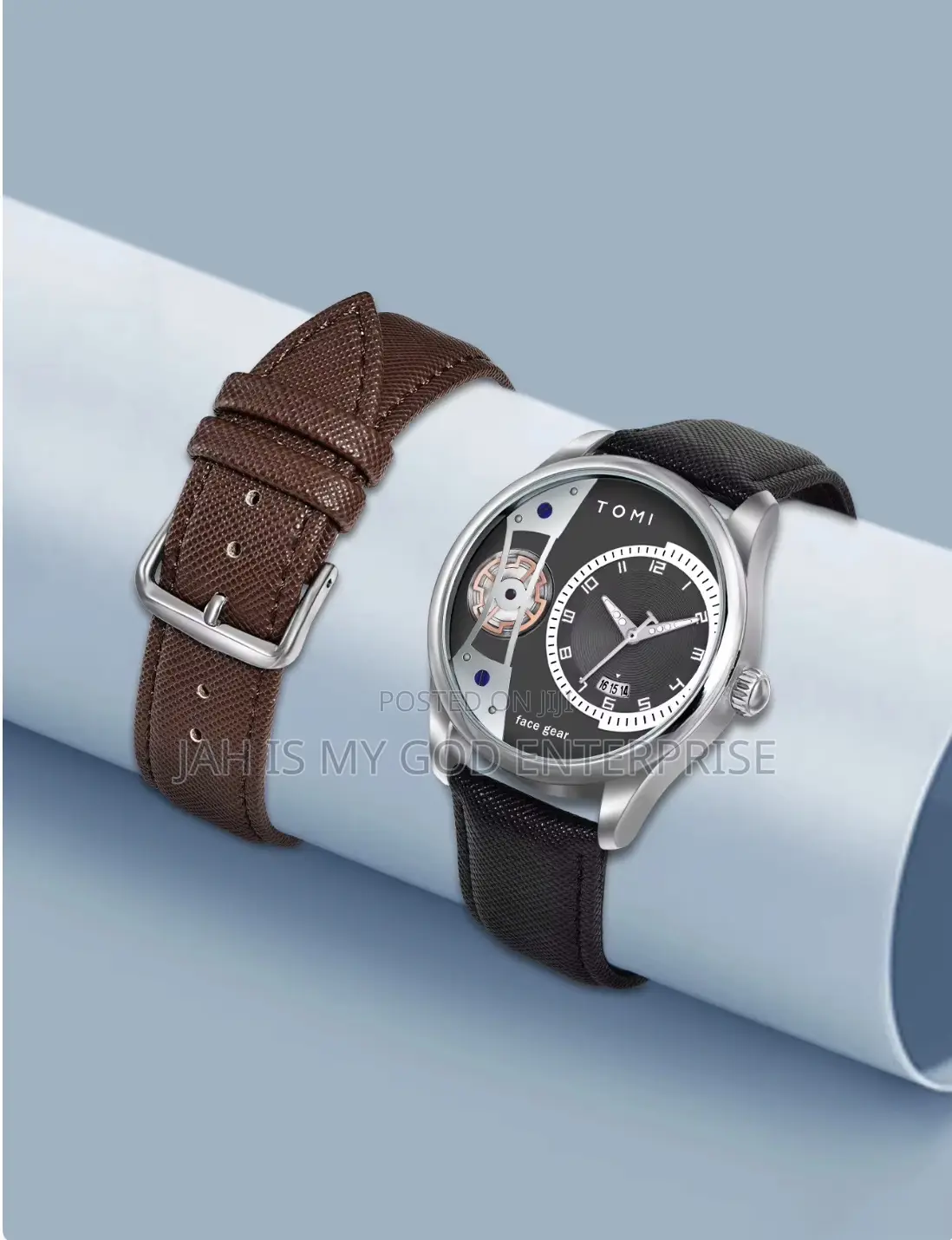Tomi Luxury Men Double Leather Strap Watch