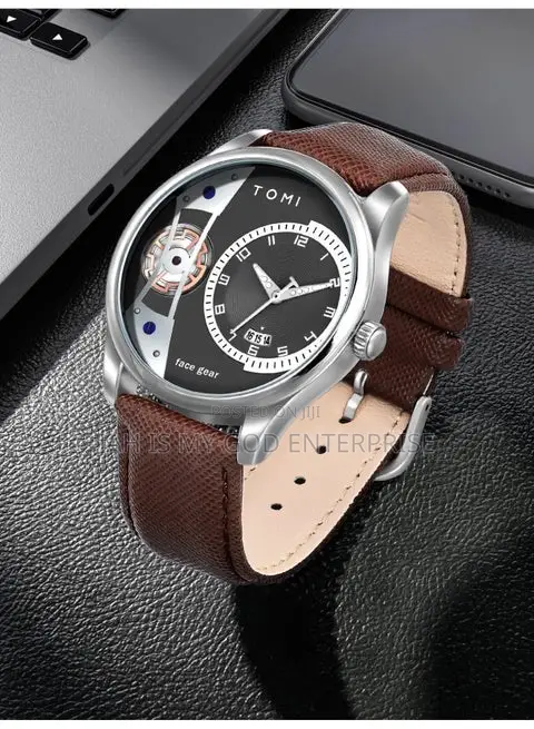 Tomi Luxury Men Double Leather Strap Watch