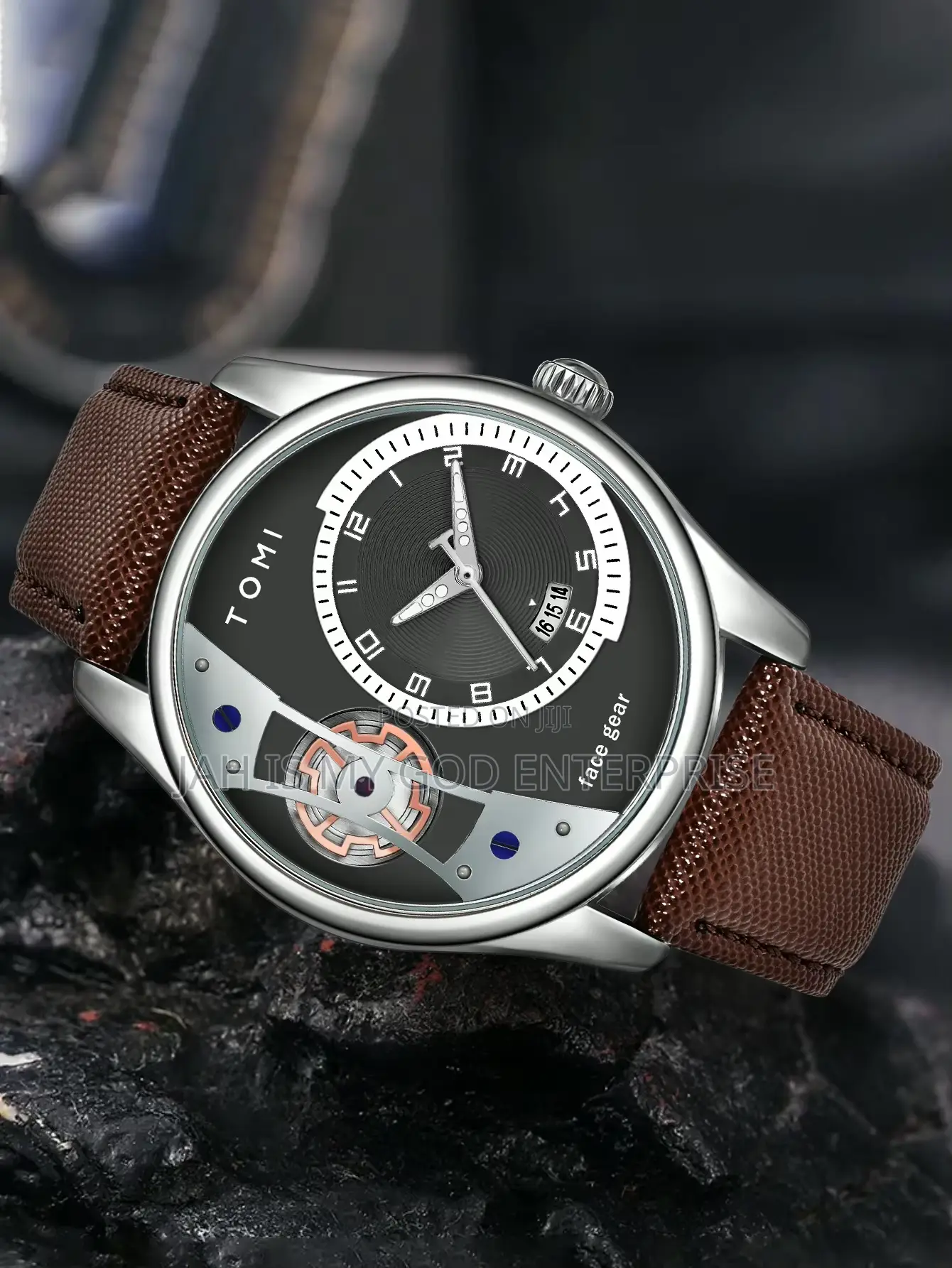 Tomi Luxury Men Double Leather Strap Watch