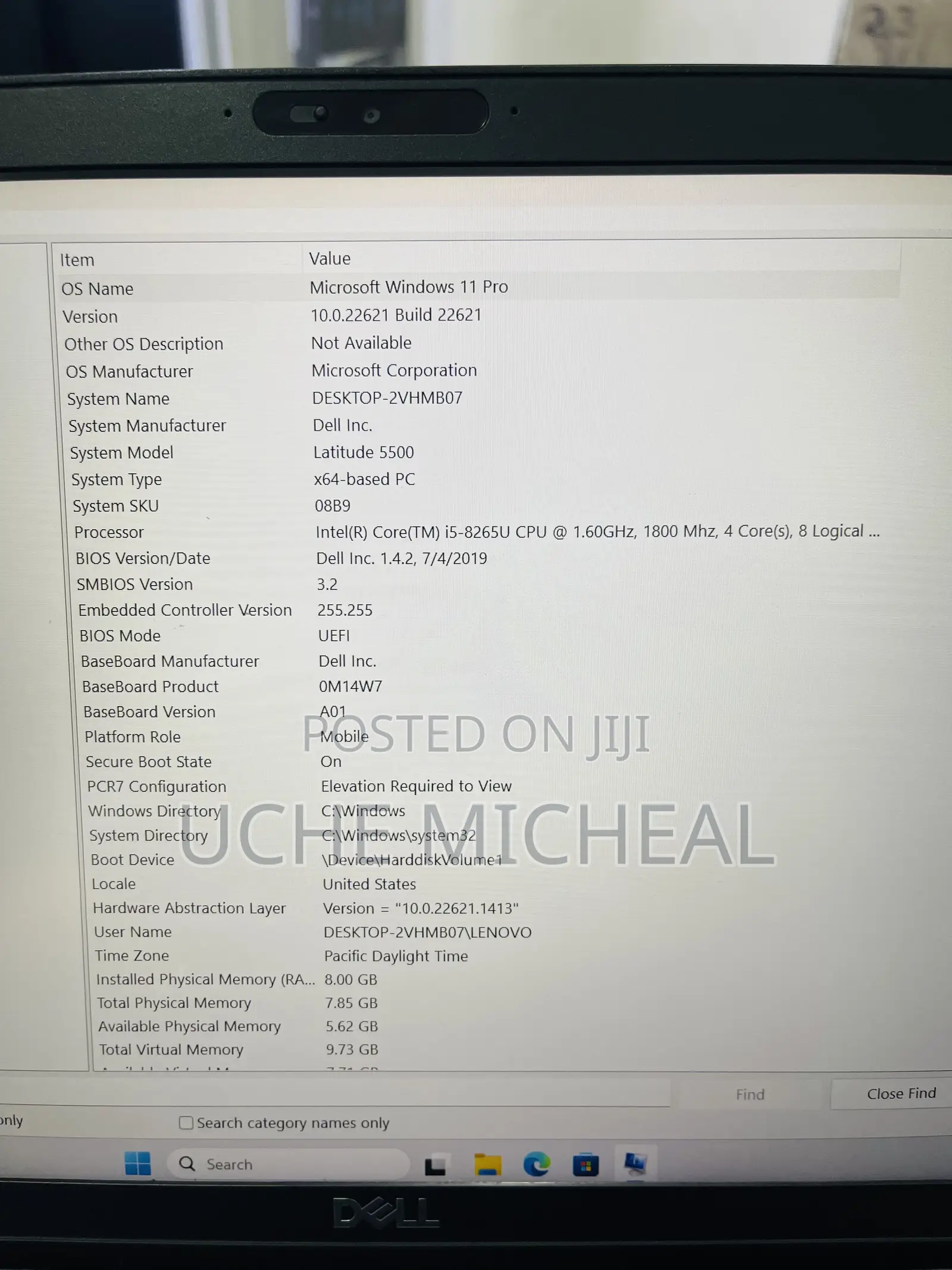 Laptop Dell Latitude 5500 8GB Intel Core i5 SSD 256GB