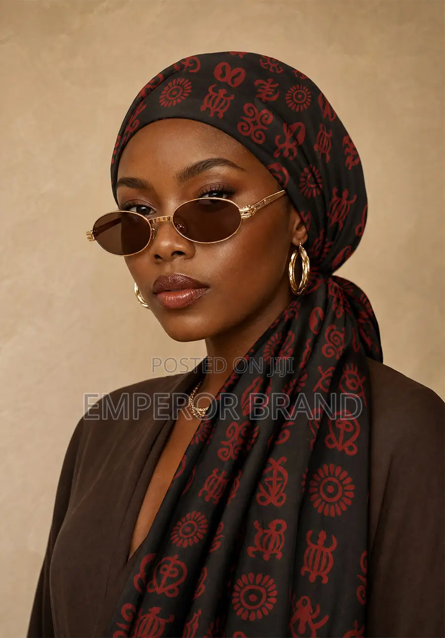 African Silk Scarf – Black Red Luxury Print | Emperor Brand
