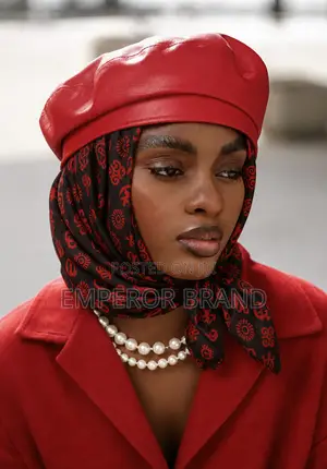 African Silk Scarf – Black Red Luxury Print | Emperor Brand