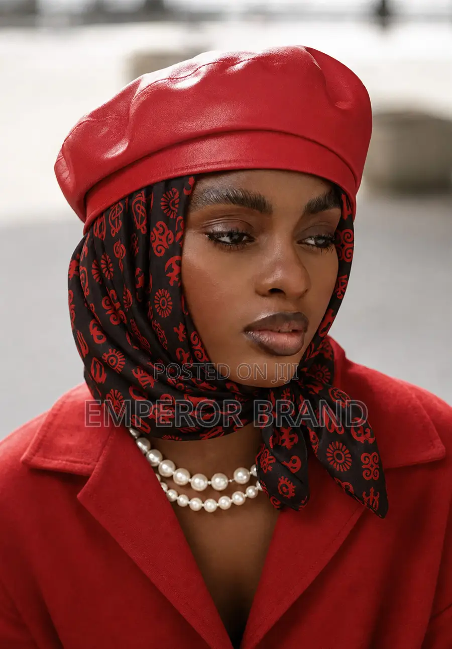 African Silk Scarf – Black Red Luxury Print | Emperor Brand