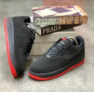 Nike Air Force 1 Black Red Sole Sneakers – Sizes 38–45 | GH₵280