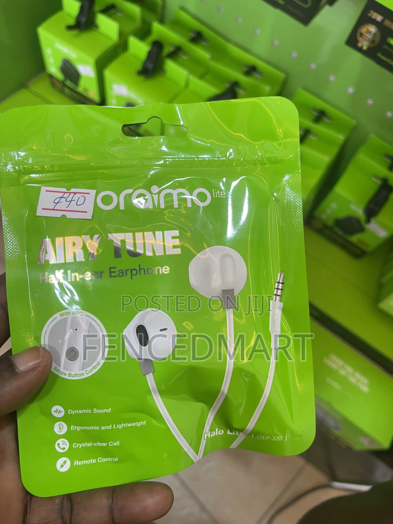 Oraimo Lite Airy Tune Half in-Ear Earphones (White)