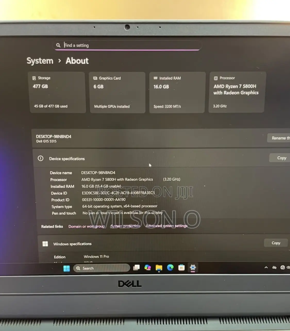 Laptop Dell G15 5515 16GB AMD Ryzen 7 SSD 512GB