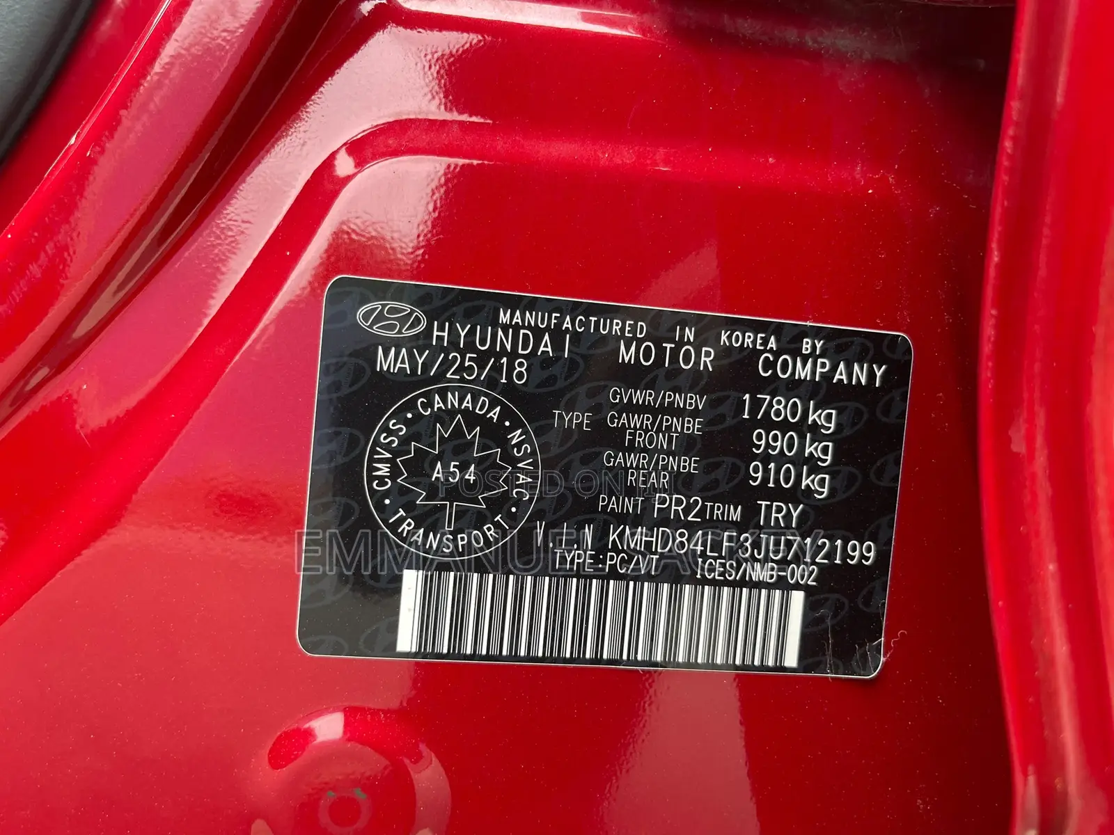 Hyundai Elantra ECO 2018 Red