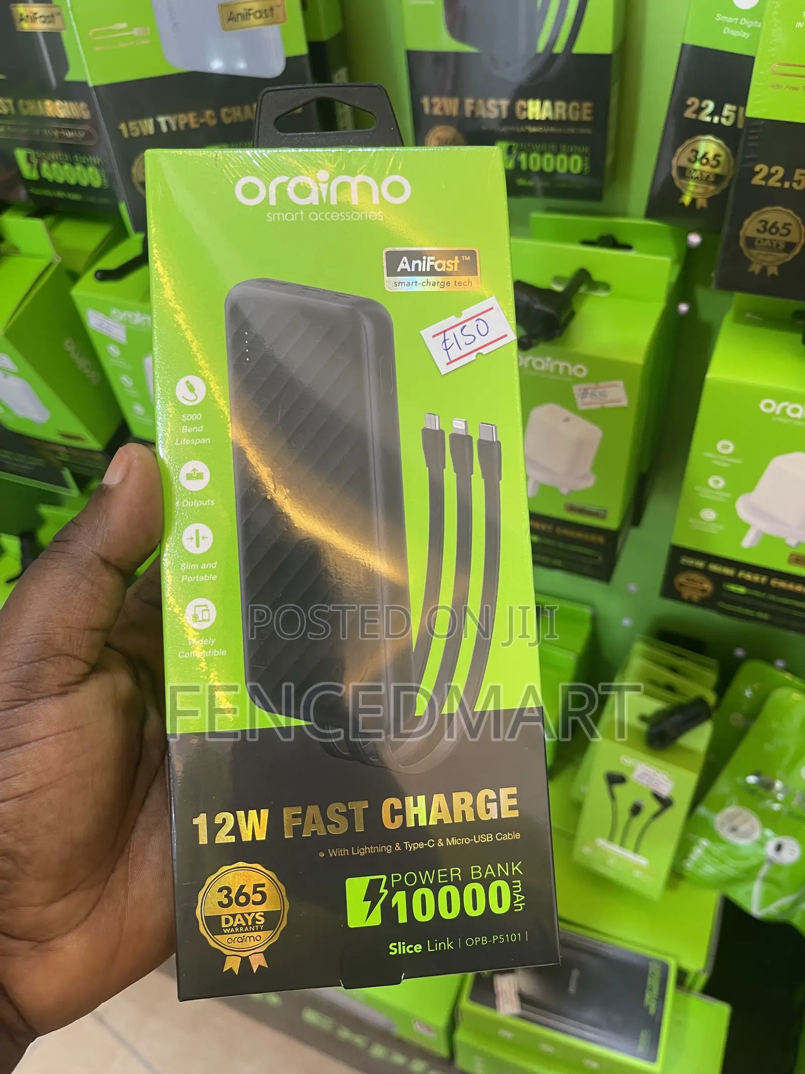 Oraimo Slice Link 10000mAh 12W Fast Charging Power Bank
