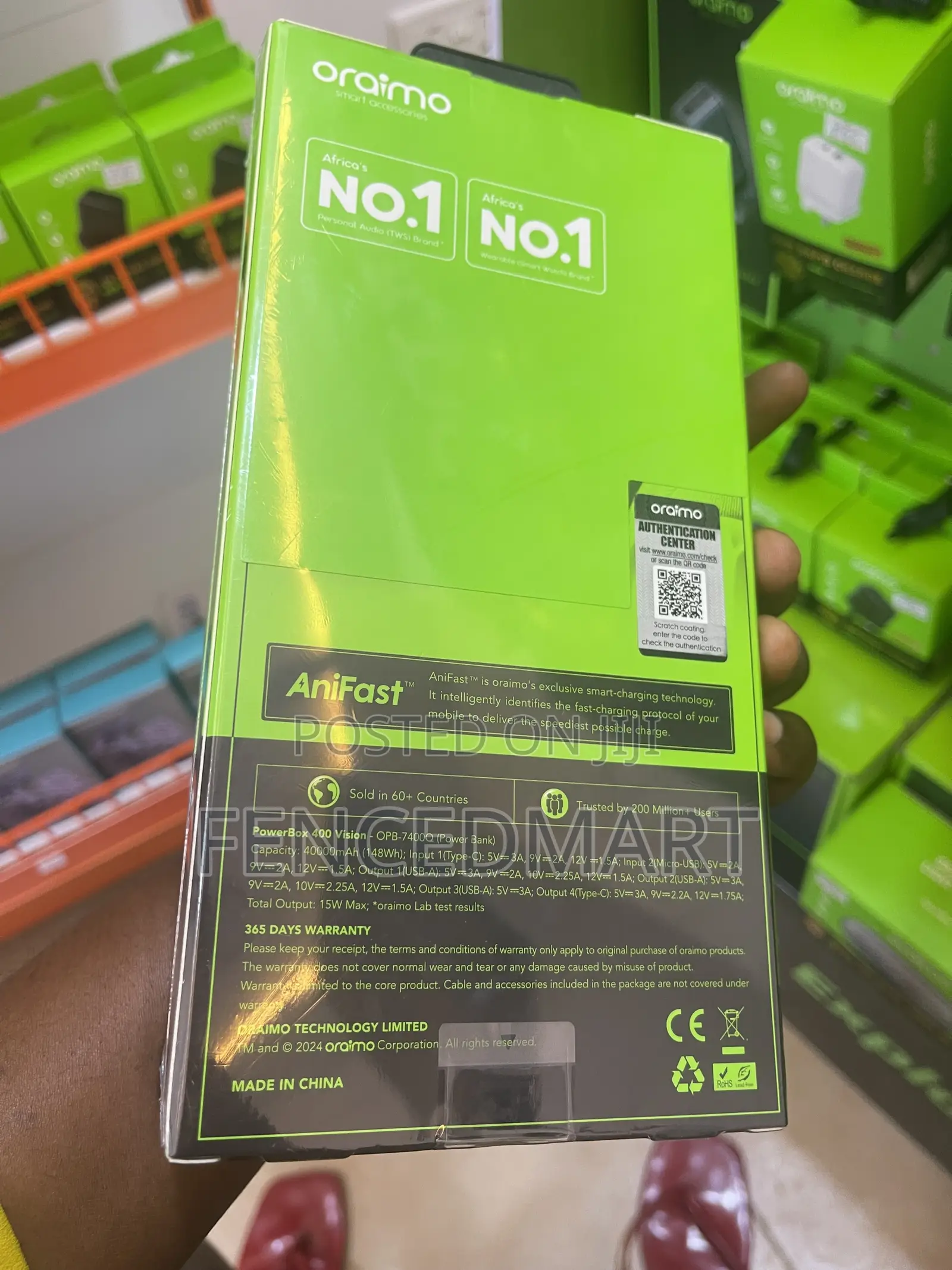 Oraimo PowerBox 400 Vision 40000mAh 22.5W Fast Charging Power Bank