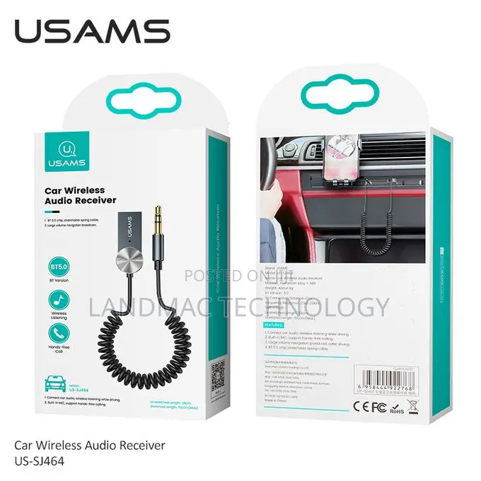 Usams Car Bluetooth Audio Receiver High Quality Sound - Black