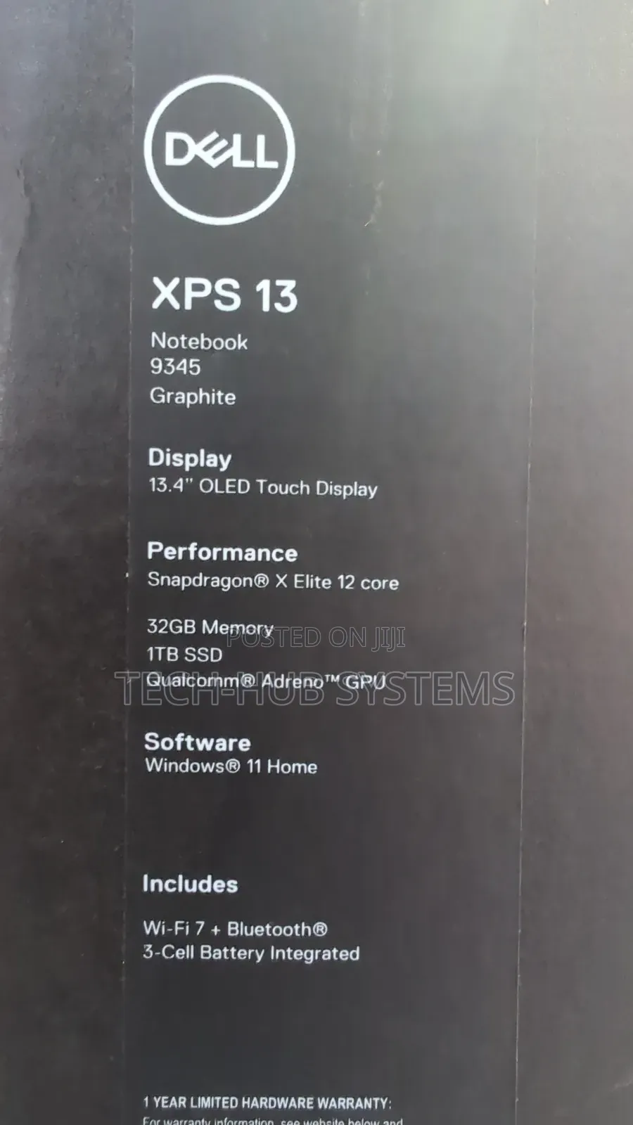New Laptop Dell XPS 13 9345 32GB Qualcomm Snapdragon X Elite SSD 1T