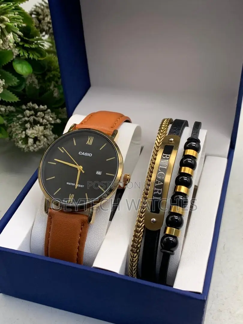 Casio Leather With Bracelet