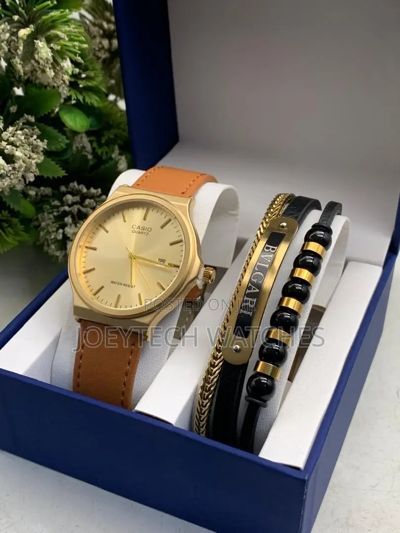 Casio Leather With Bracelet