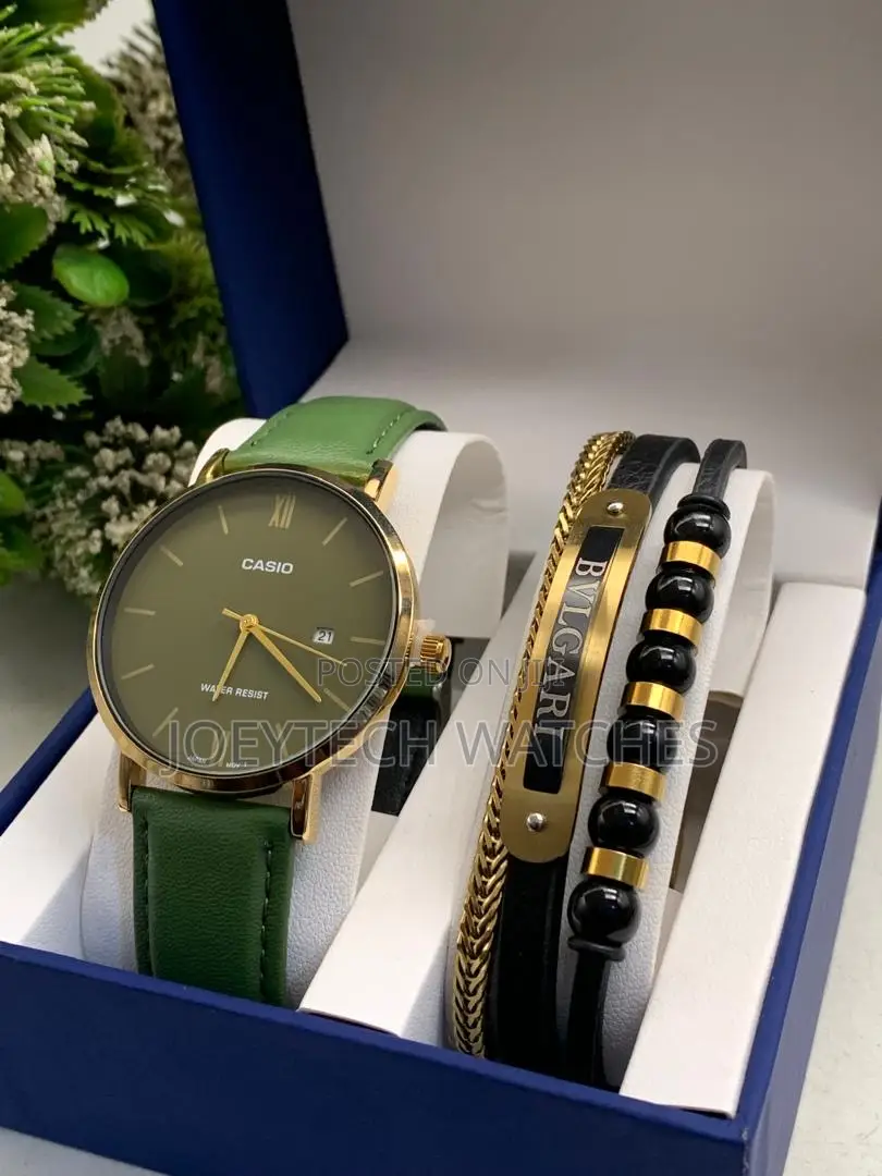 Casio Leather With Bracelet