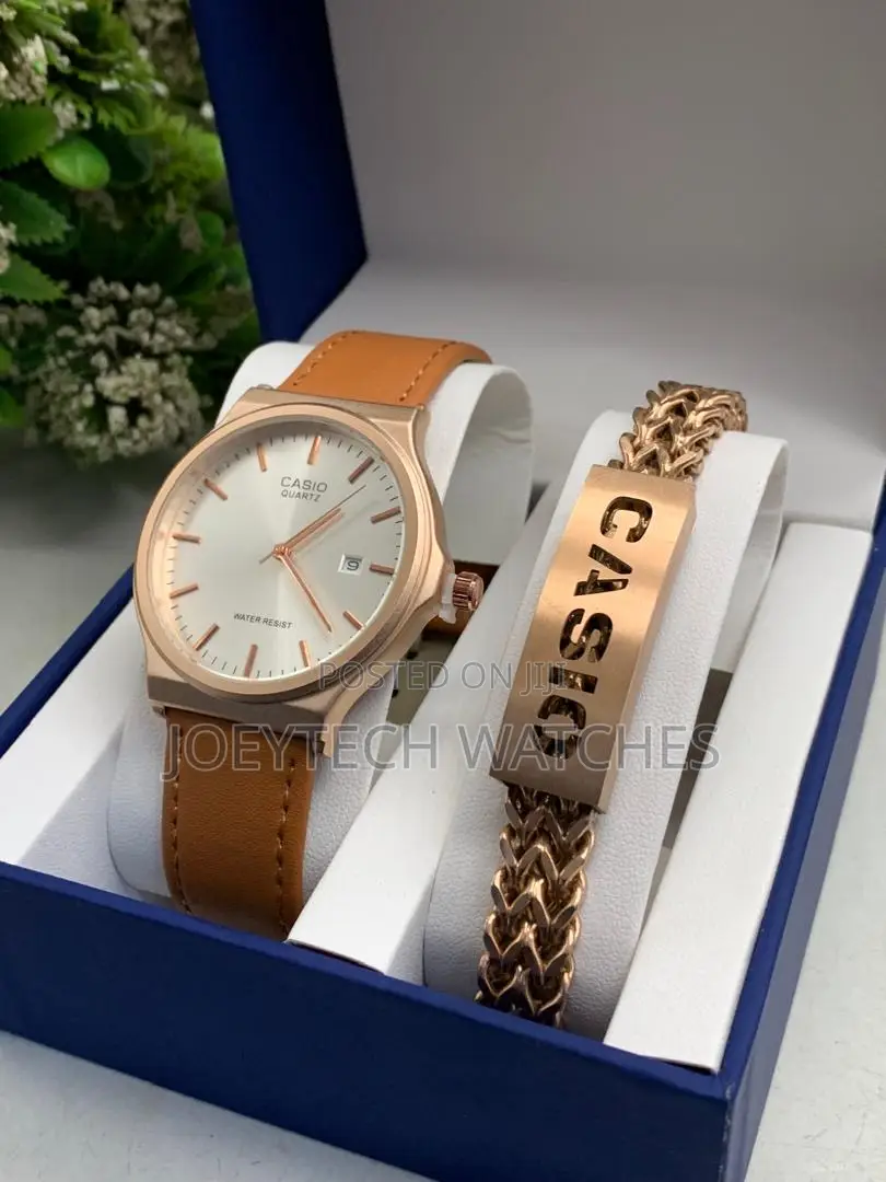 Casio Leather With Bracelet
