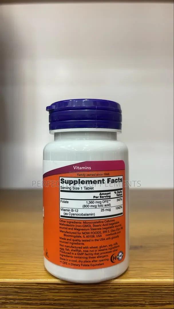 Folic Acid 800 MCG With Vitamin B-12 Tablets B-Complex Vitamin