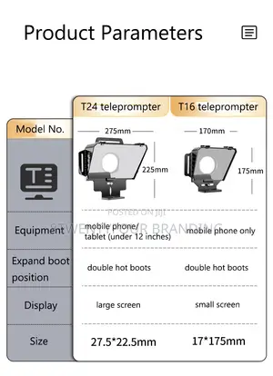 Teleprompter (27.5cm × 22.5cm) With Remote Control