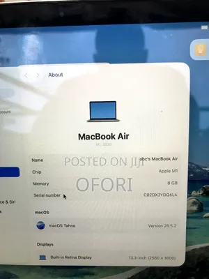 Laptop Apple MacBook Air 2020 M1 8GB Intel Core i5 SSD 256GB