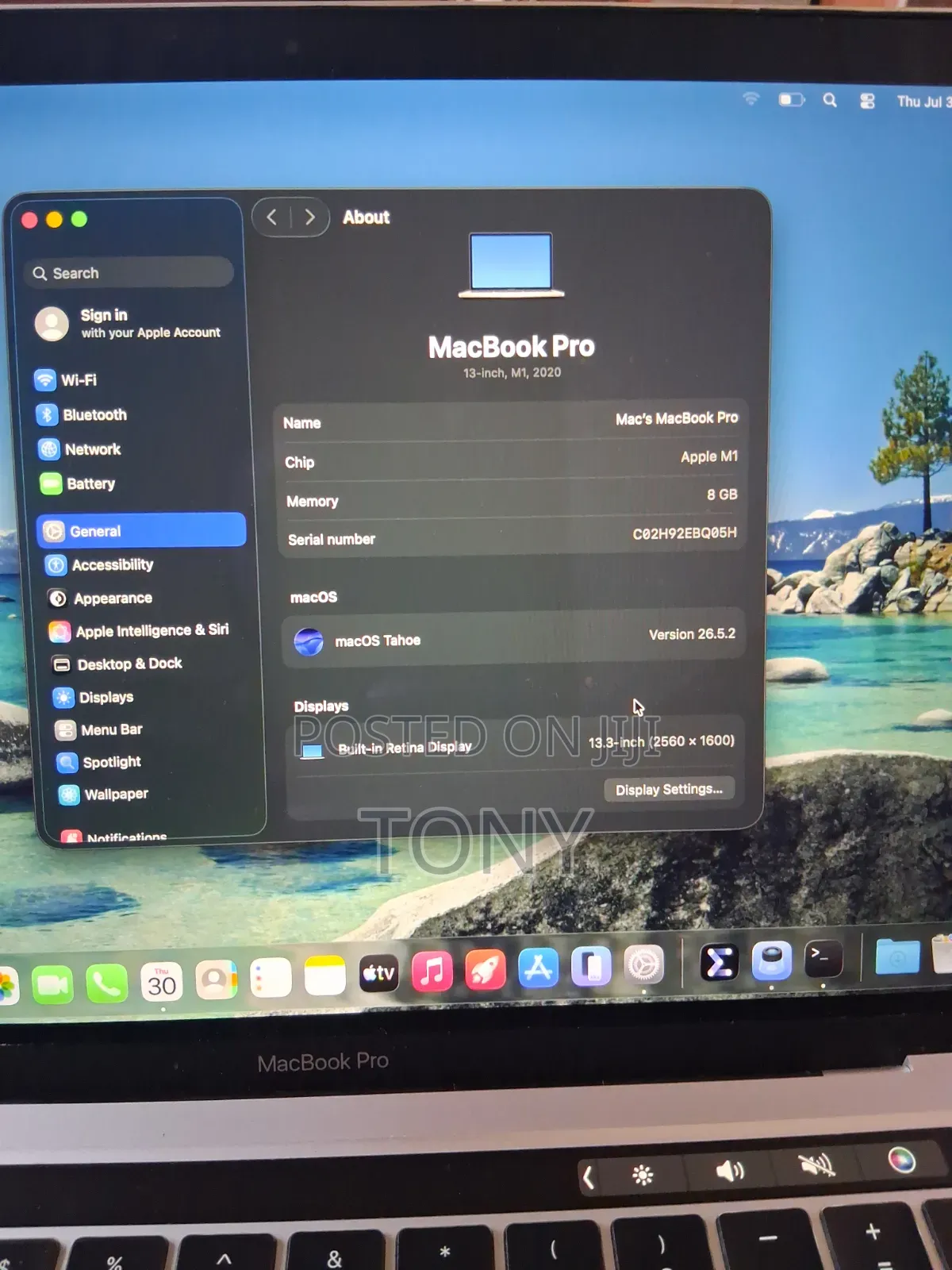 Laptop Apple MacBook Pro 2020 M1 8GB Intel Core M SSD 512GB