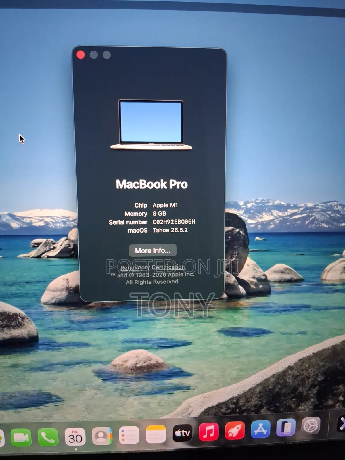 Laptop Apple MacBook Pro 2020 M1 8GB Intel Core M SSD 512GB