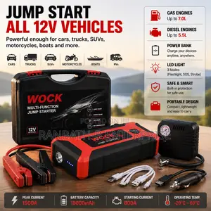 WOCK 4-in-1 Jump Starter, Power Bank, LED Light Air Compressor
