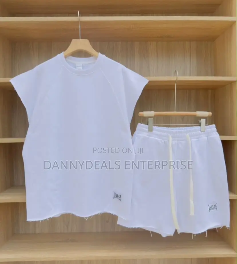 Hem Sweat Set — Cap Sleeve Tee + Shorts | White, Sage Green, Orange