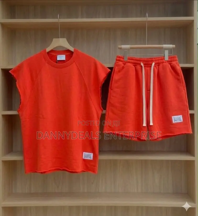 Hem Sweat Set — Cap Sleeve Tee + Shorts | White, Sage Green, Orange