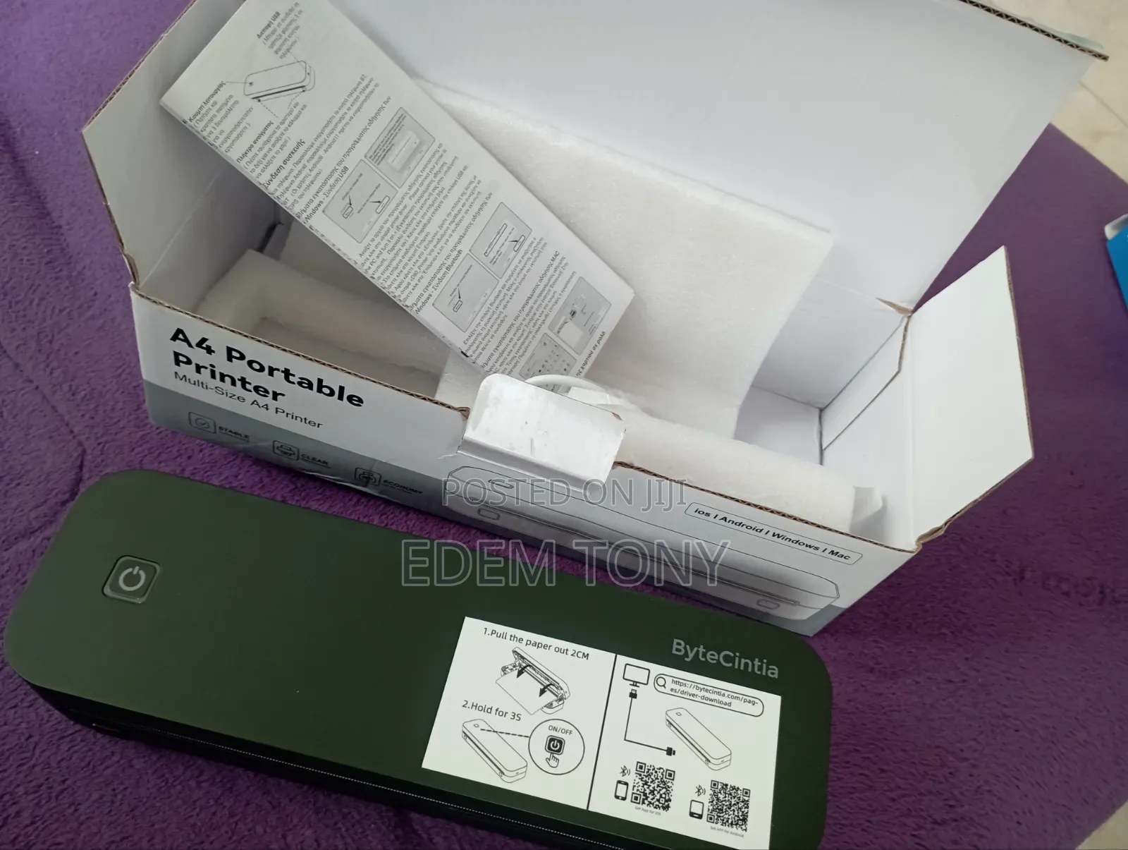 ByteCintia Portable Bluetooth Thermal Multi-Size A4 Printer