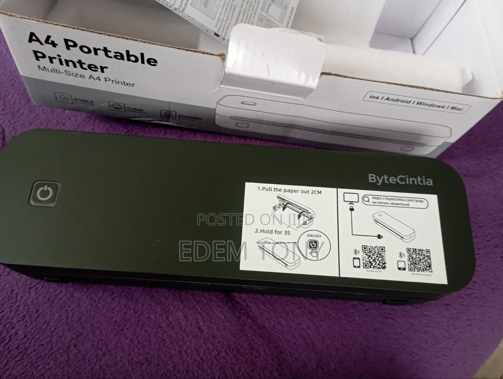 ByteCintia Portable Bluetooth Thermal Multi-Size A4 Printer