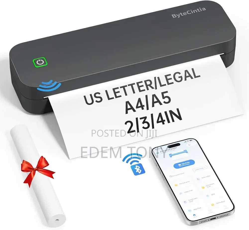 ByteCintia Portable Bluetooth Thermal Multi-Size A4 Printer