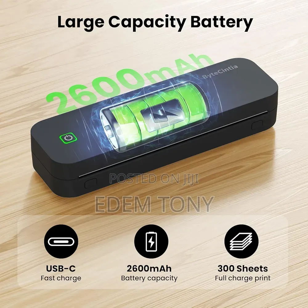 ByteCintia Portable Bluetooth Thermal Multi-Size A4 Printer
