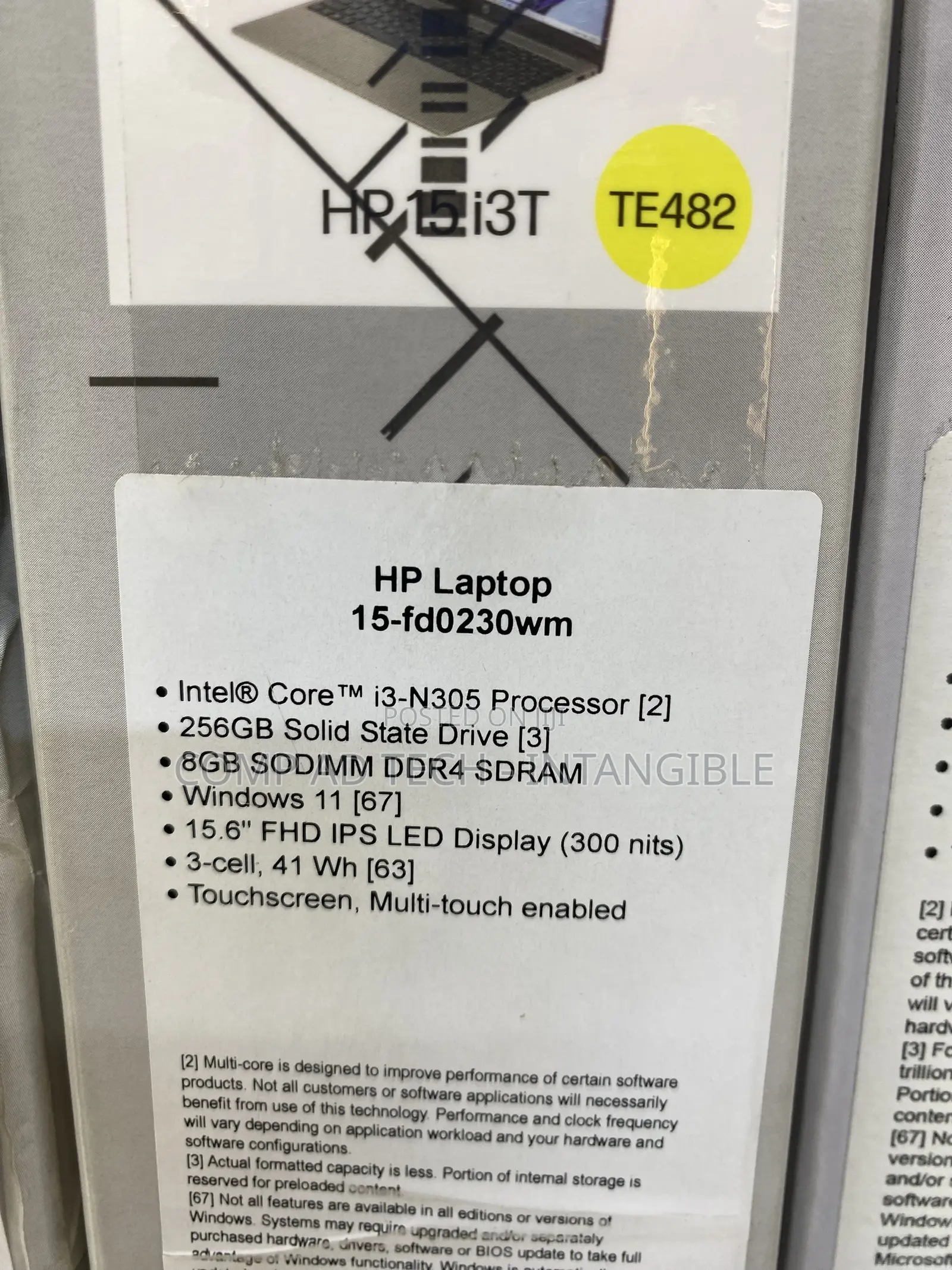 New Laptop HP 15 8GB Intel Core i3 SSD 256GB
