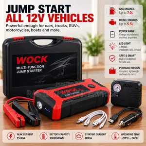 WOCK 4-in-1 12V Car Jump Starter, Power Bank Air Compressor