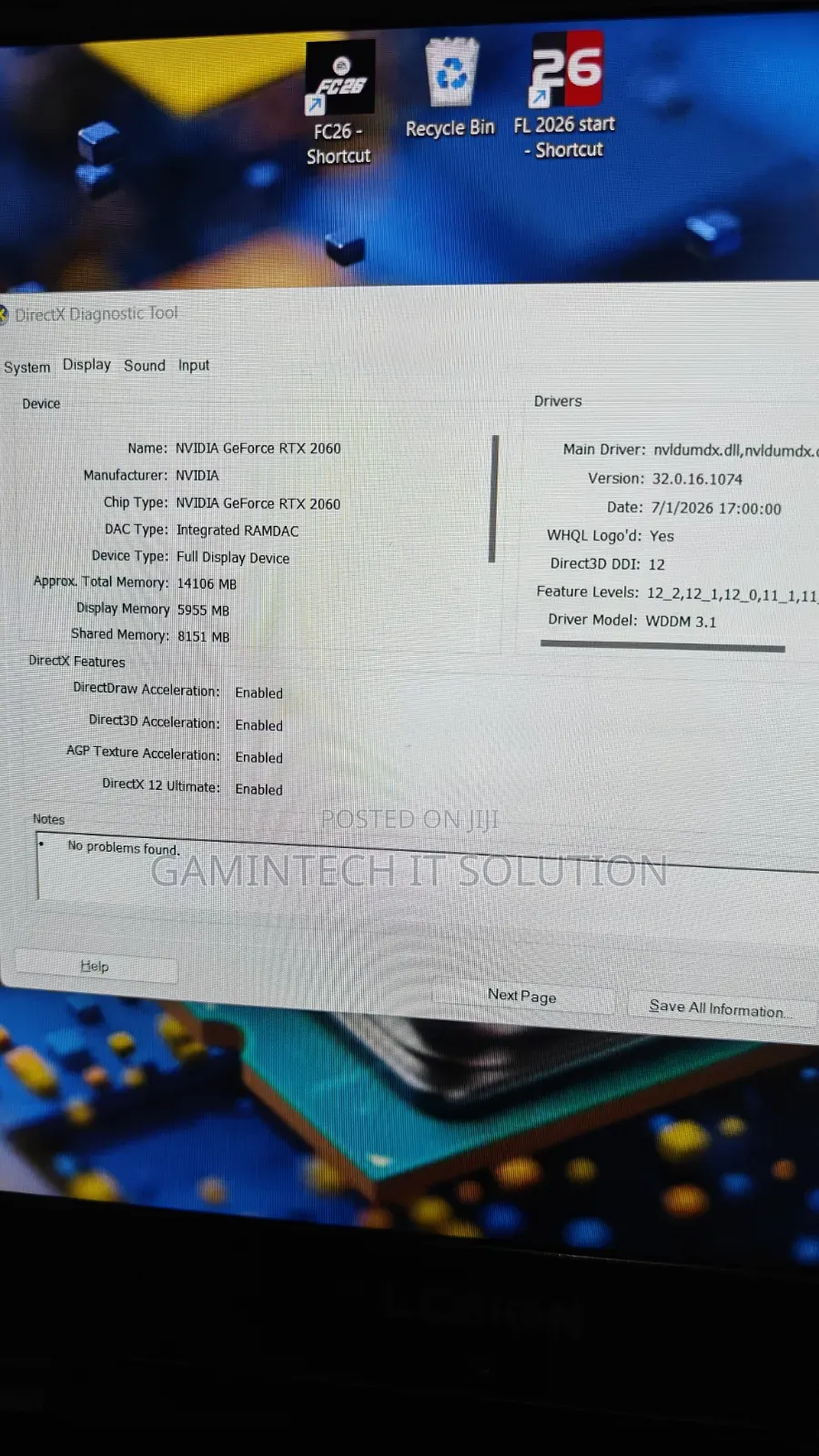 Lenovo Legion Y7000P IRX9 Gaming Laptop 16GB Intel Core i7 SSD 512GB
