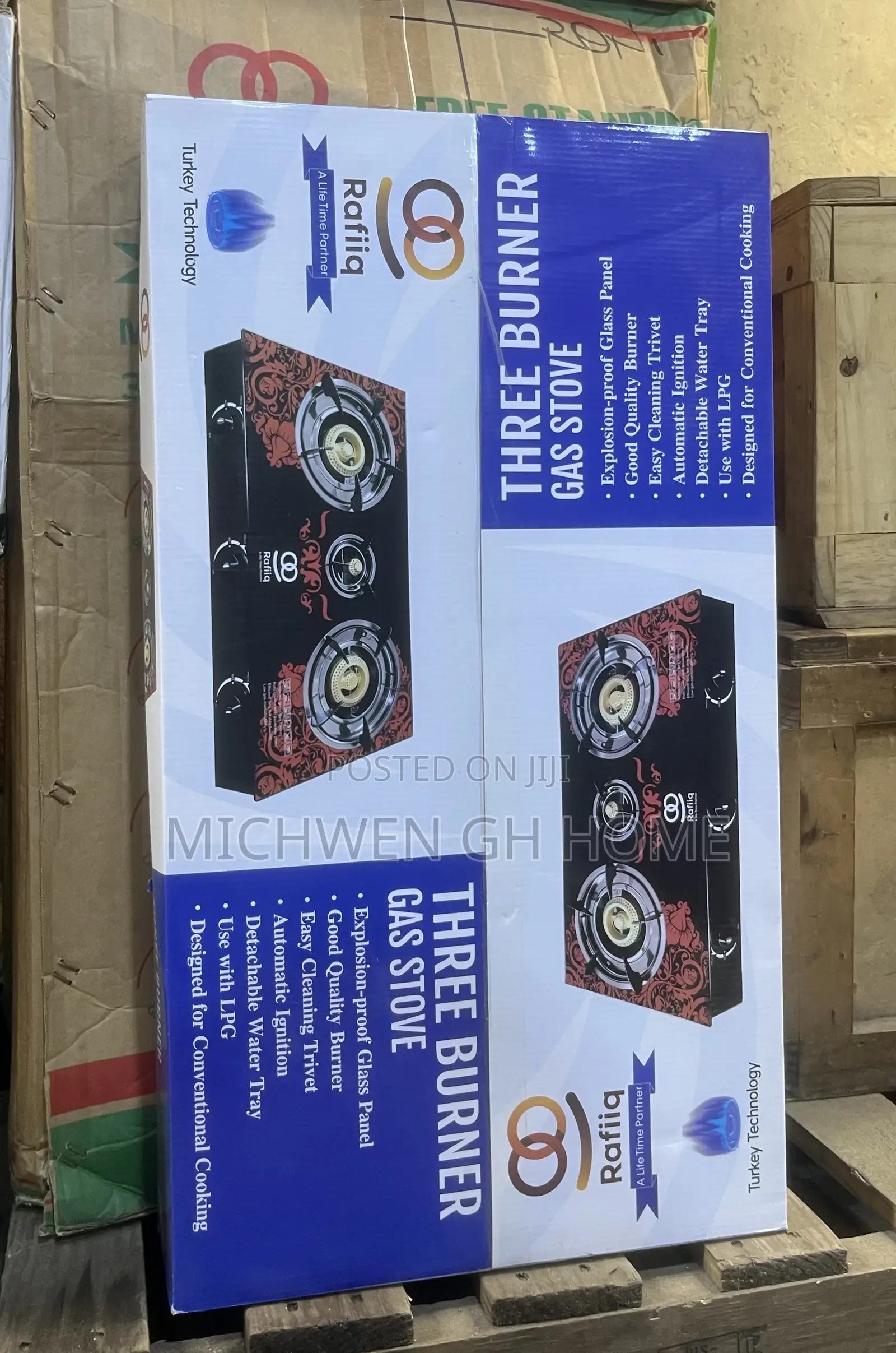 Rafiiq 3 Burner Gas Stove(Glass)