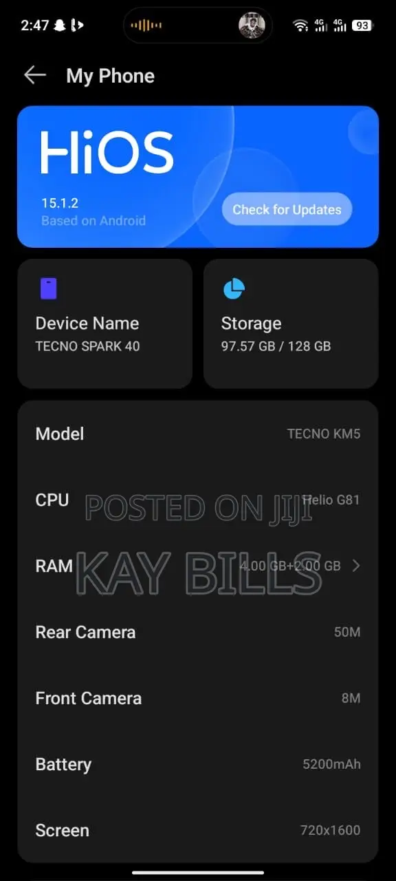 Tecno Spark 40 128 GB Blue