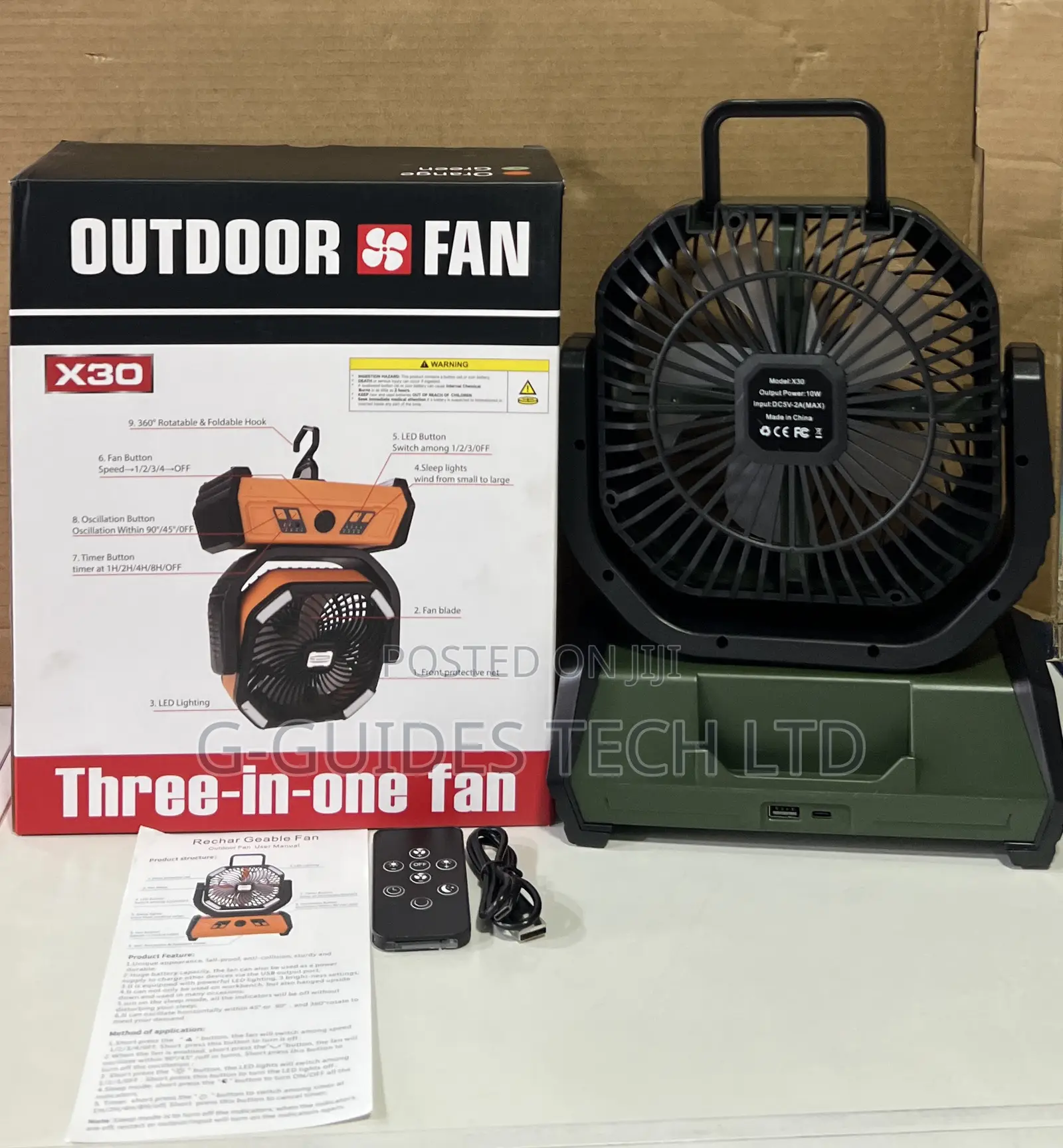 X30 Rechargeable Fan, X30 Outdoor Three-in-One Fan