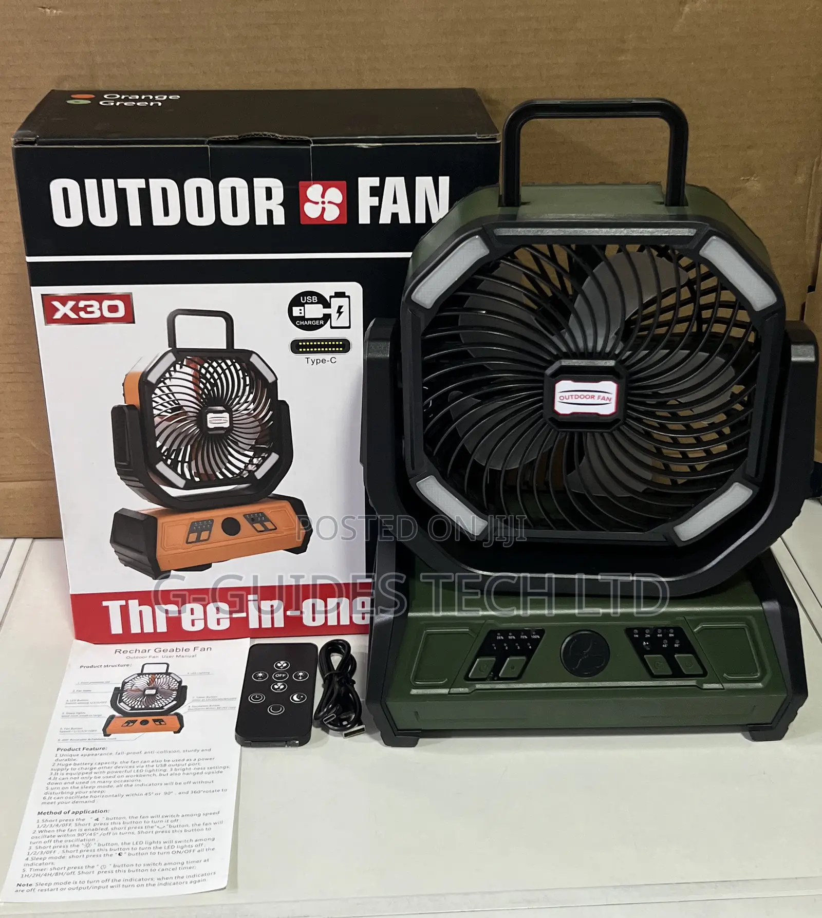 X30 Rechargeable Fan, X30 Outdoor Three-in-One Fan